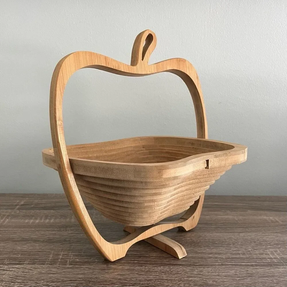 Collapsible Wooden Spiral Apple Fold Up Basket